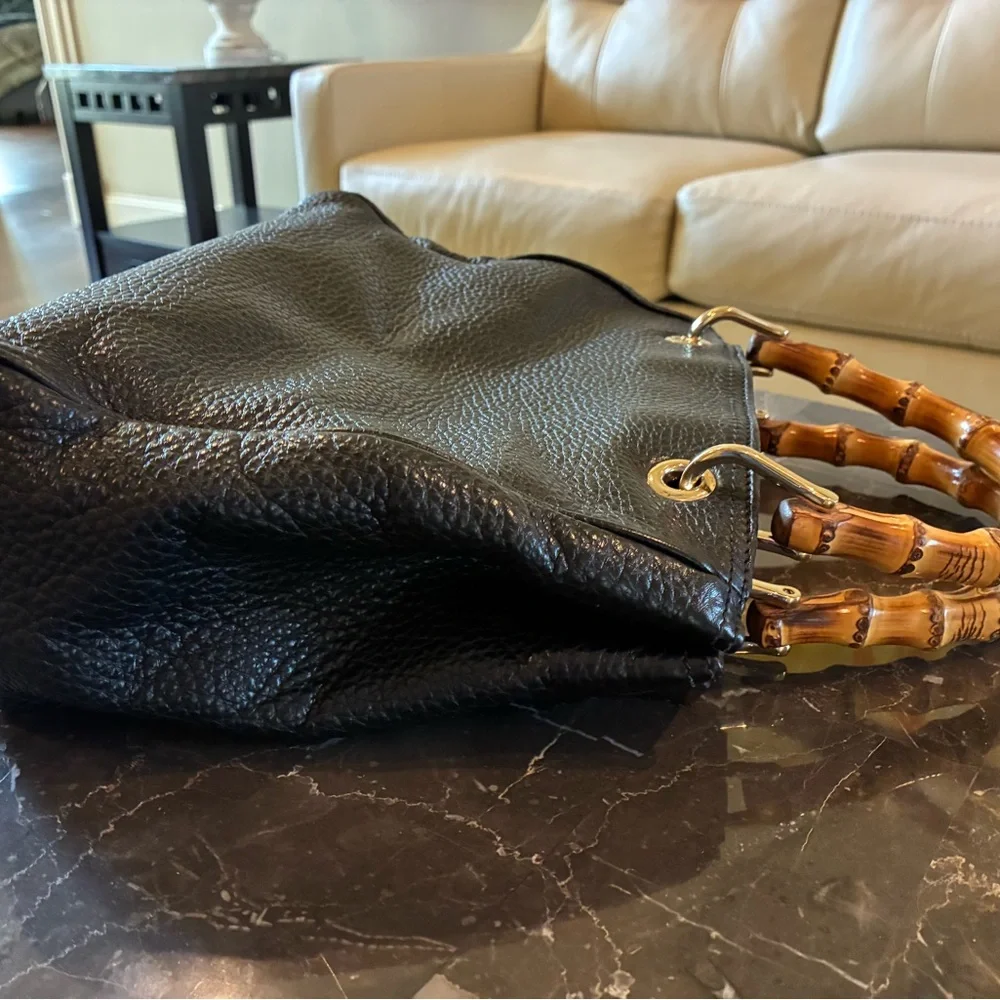Gucci Taurillon Black Leather, Bamboo Top Handles/Shoulder Bag Tote - Picture 13 of 16